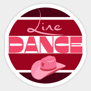 Line dancing with cowboy hat in pink red Sticker